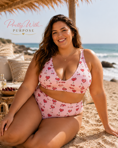 Cherry picked high-waisted bikini