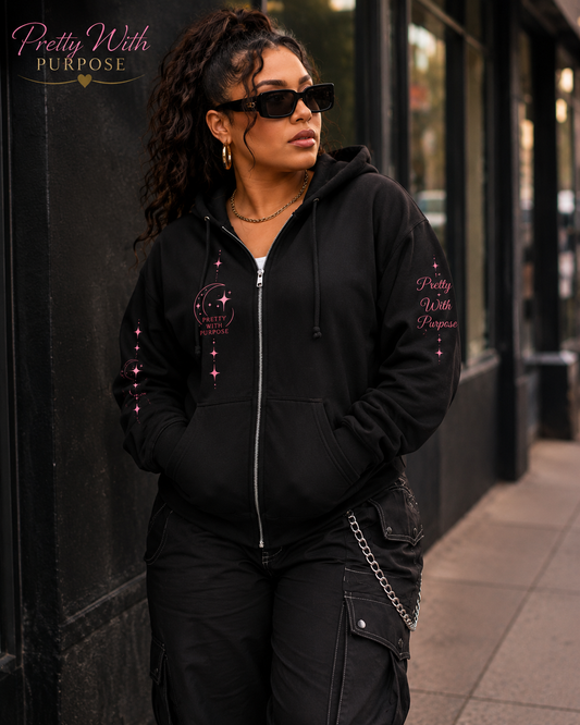 Pretty With Purpose zip up hoodie